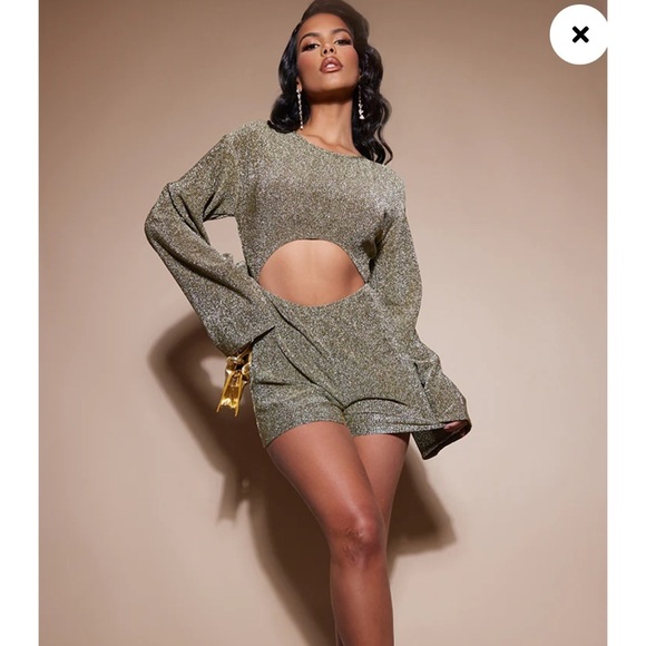 PRETTYLITTLETHING ⭐️ gold playsuit - Picture 1 of 10